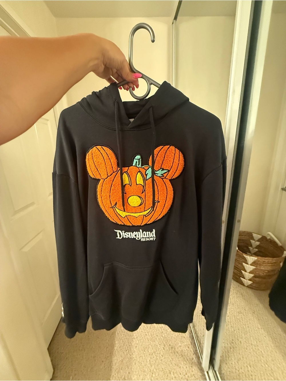 Disneyland | Mickey Jack O Lantern Halloween Chenille Hoodie Size L